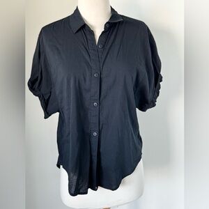 Splendid Women’s Black Short Sleeve Button Down Cotton Blouse Sz XS